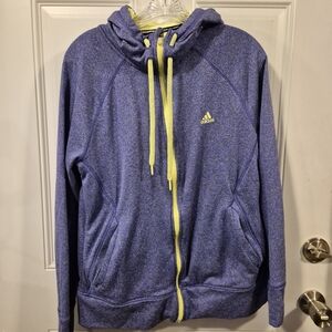Adidas Purple Full Zip Hoodie with Yellow Accents